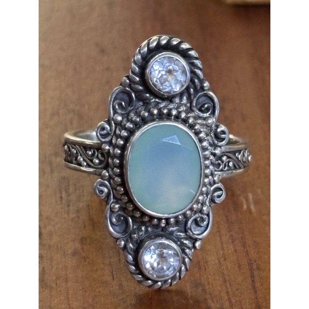 Bali Designs By Robert Manse Sterling Silver Chalcedony Ring Size 9.25